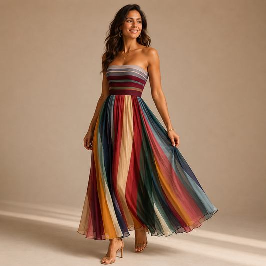 Robe longue évasée pour femme